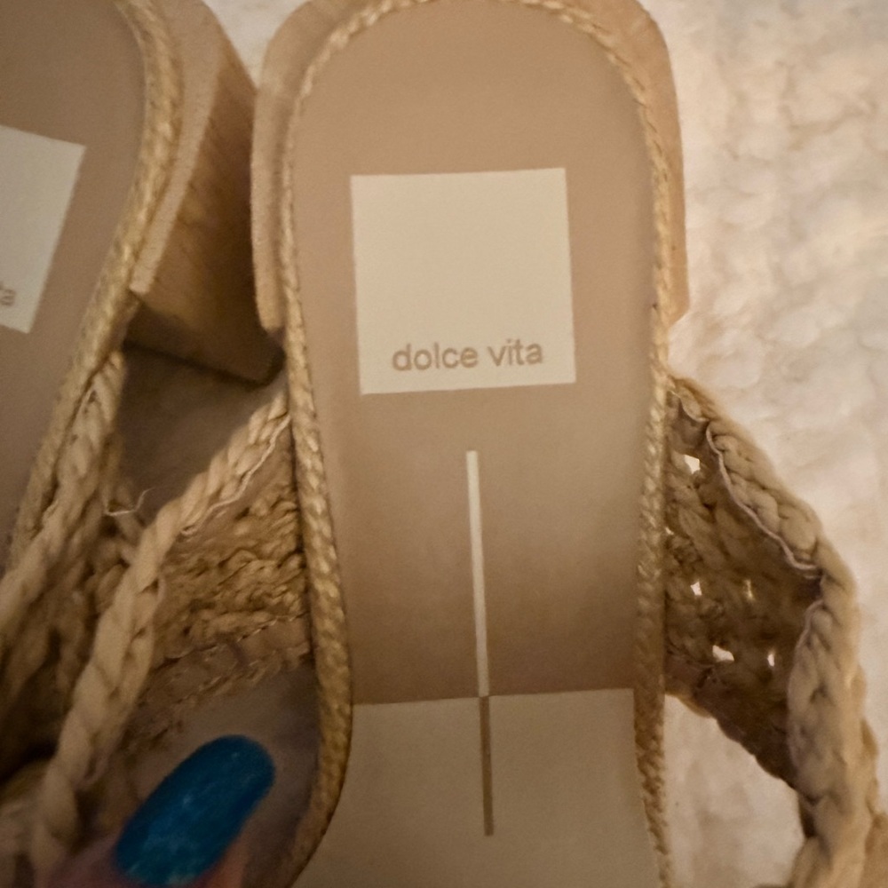 Dolce Vita Natural Woven Double-Strap Slide Sandals - Picture 6 of 6